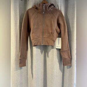 Lululemon Scuba Full Zip Cropped Hoodie light brown